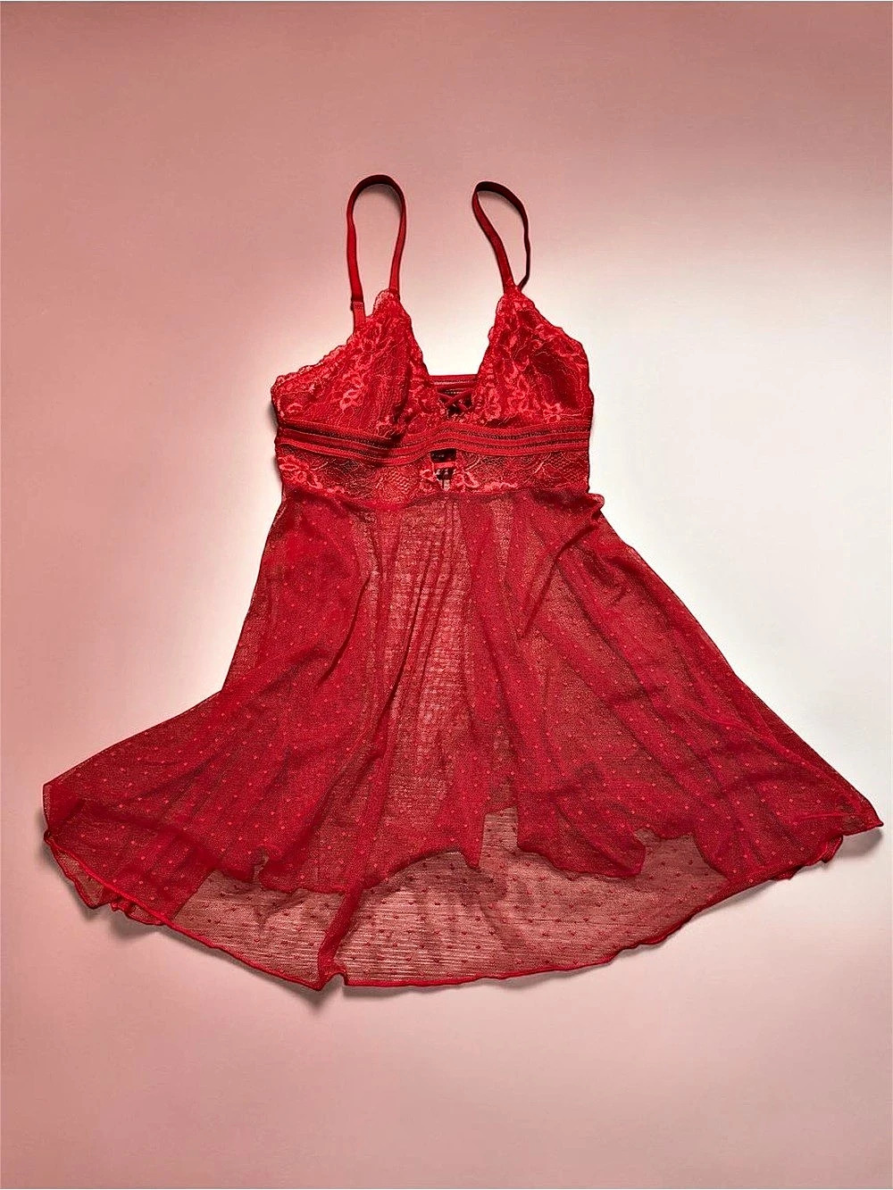 Red Lace Sheer Chemise Like New